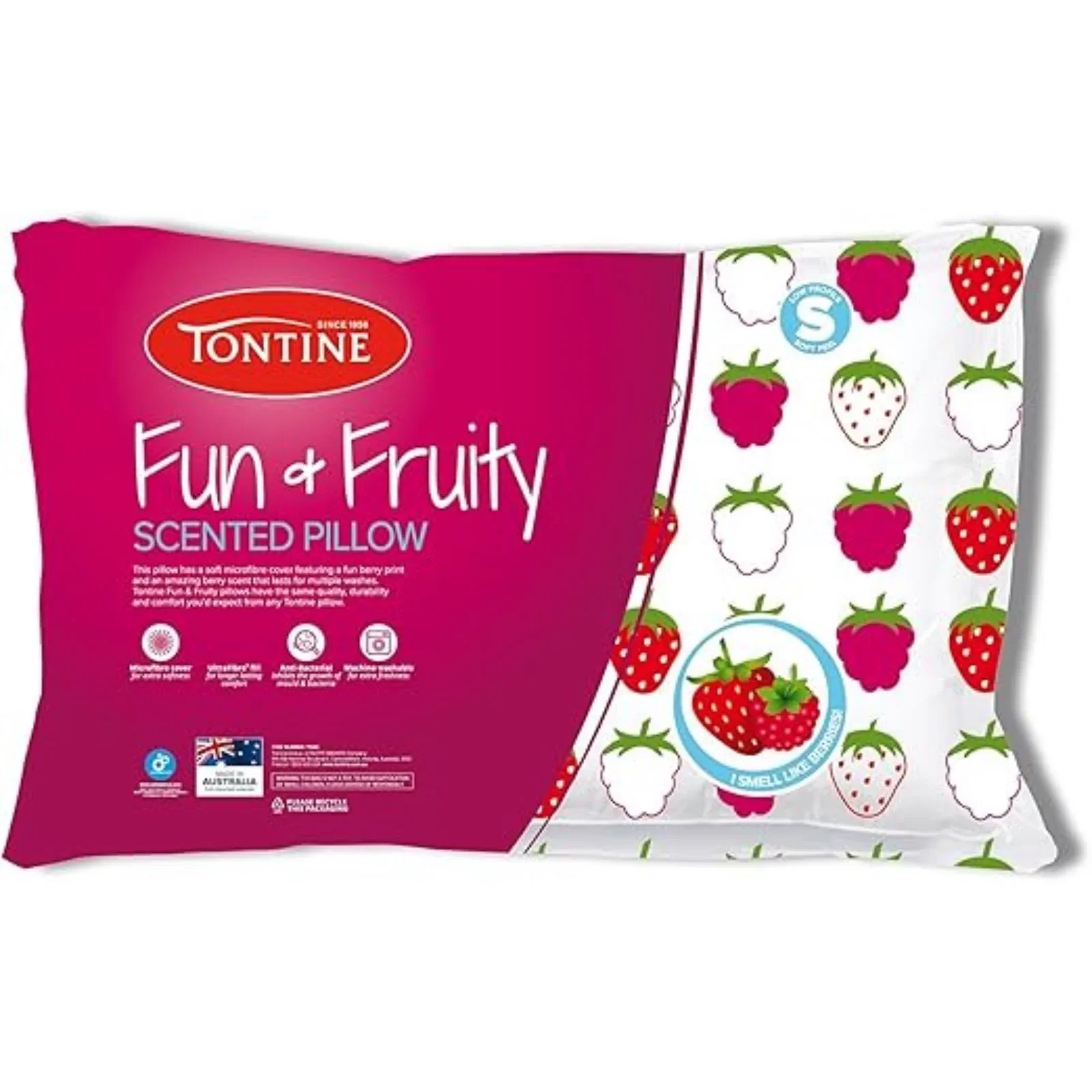 Image of Fruity Berry Print Kids Pillow
