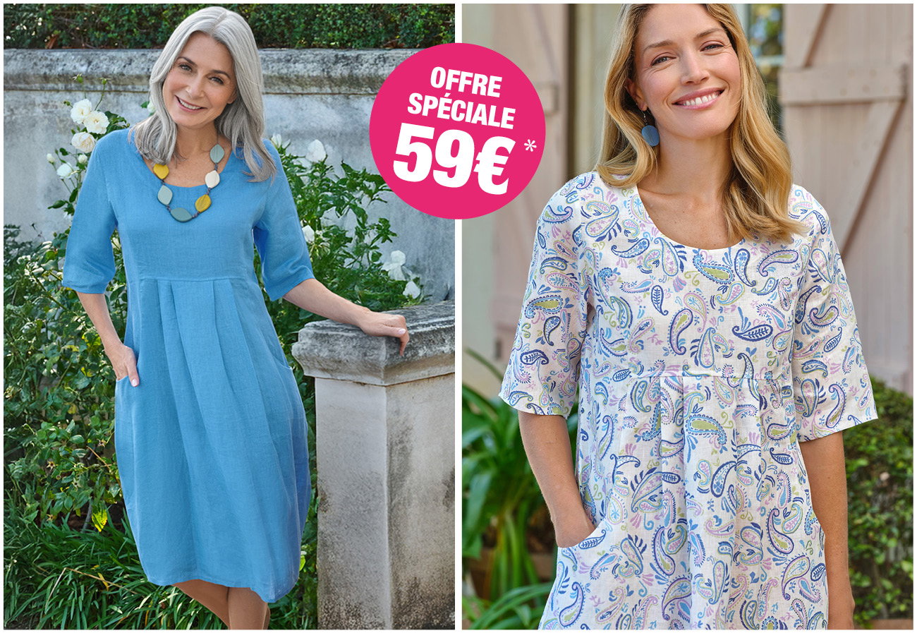 Robe-Tunique à poches - Femme - Pur Lin