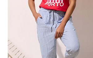 M&Co Blue Stripe Straight Leg Cropped Trousers