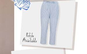 M&Co Blue Stripe Straight Leg Cropped Trousers