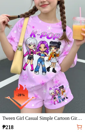 Tween Girl Casual Simple Cartoon...