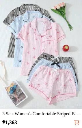 3 Sets Women s Comfortable Striped...