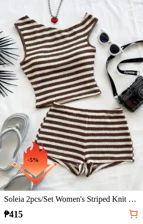 Soleia 2pcs/Set Women s Striped...
