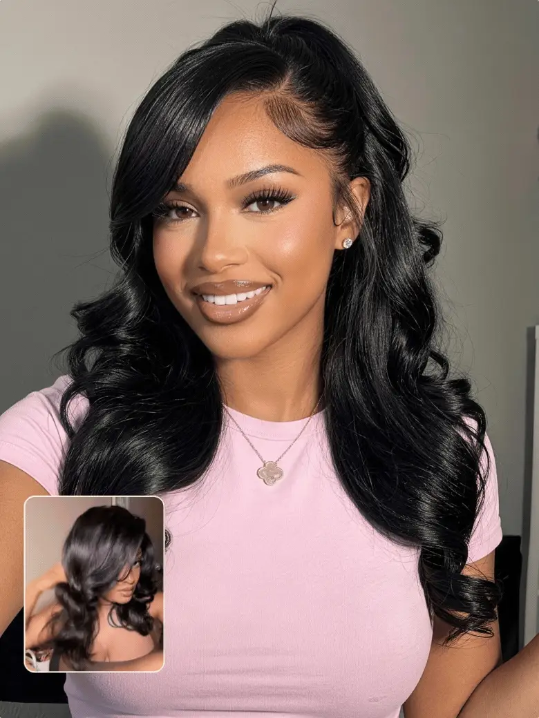 13x4 Pre-Everything 180% Density Loose Wave Glueless Lace Frontal Wig –Feathered Style and Elastic Drawstring Flash Sale