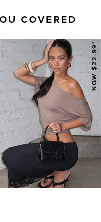 Brown One Shoulder Top Short Sleeve