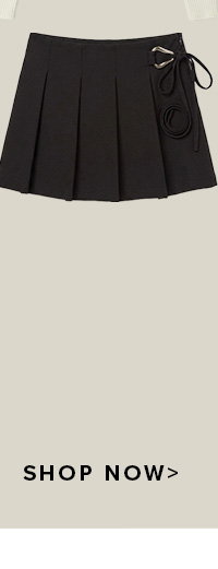 Black Pleated Hardware Skort Skirt Mini Shorts Lined
