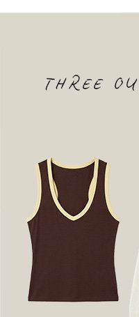 Brown Contrast Sleeveless V-neck Tank