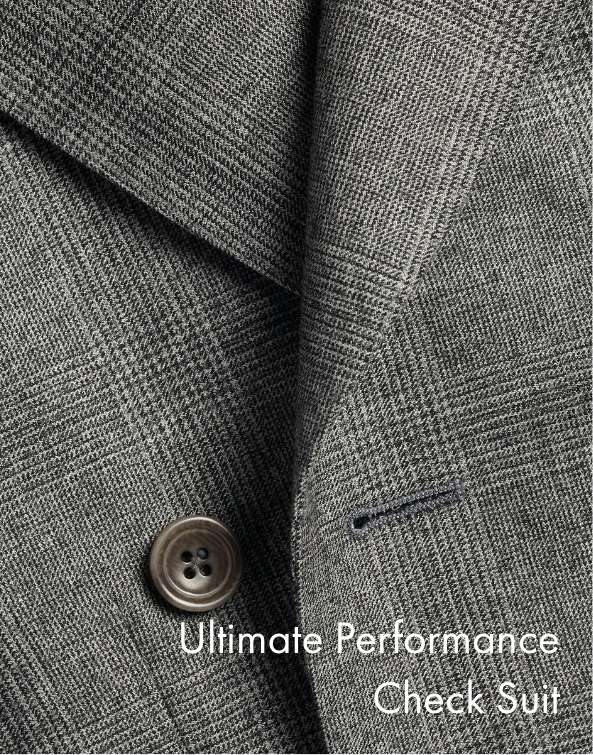 Double Breasted Ultimate Performance Check Suit - Grey
