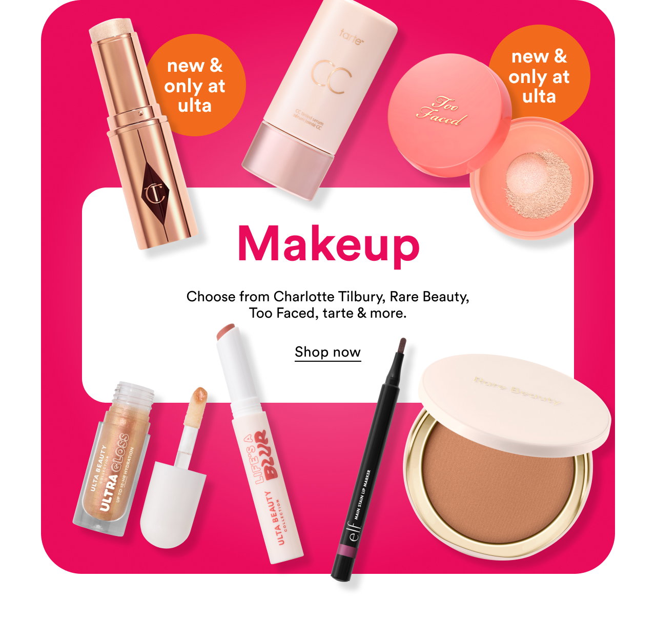 Makeup | Choose from Charlotte Tilbury, Rare Beauty, Tool Faced, tarte & more | Shop now