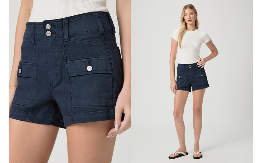 Olivia Cargo Short in Vintage Navy Seascape.