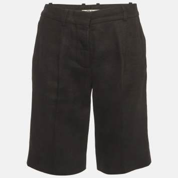 Black Linen Tailored Shorts S