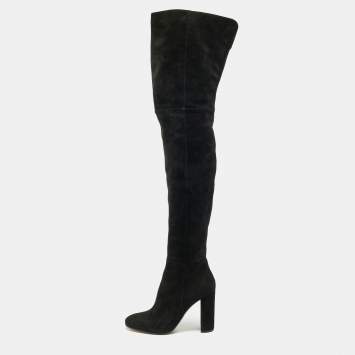 Black Suede Knee Length Boots 