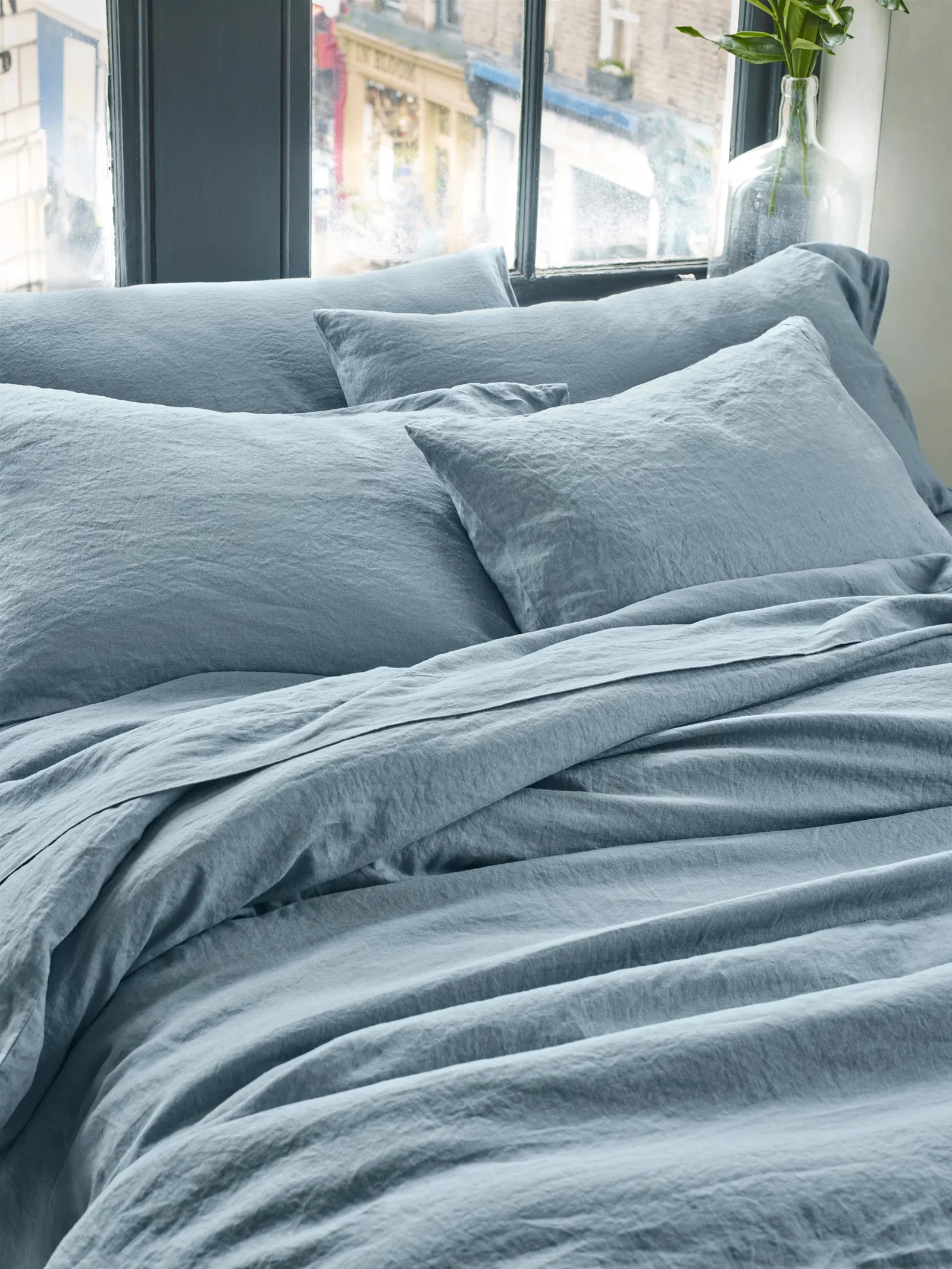 Image of Dusk Blue Linen Blend Pillowcases (Pair)