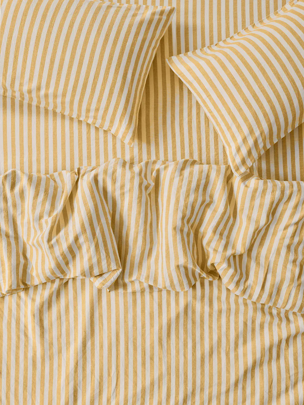 Image of Honey Pembroke Stripe Linen Blend Duvet Cover