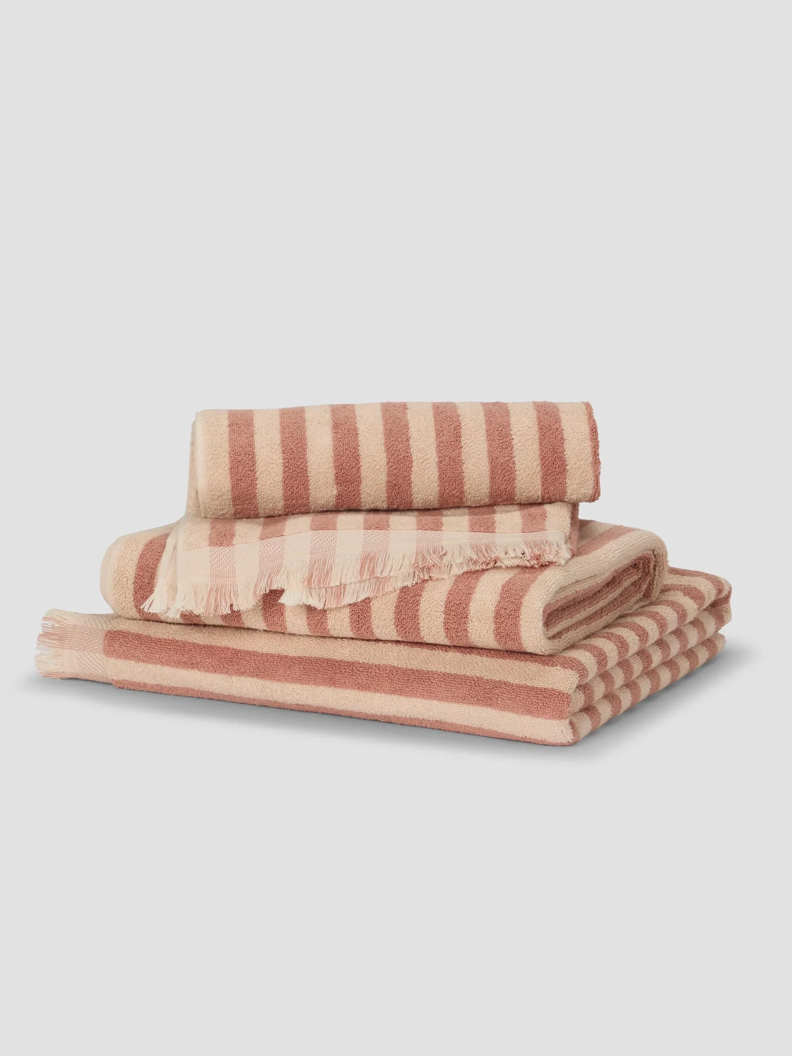 Image of Sand Shell Pembroke Stripe Cotton Towels