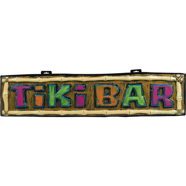 Image of Tiki Bar Sign - 1m Hawaiian Decoration