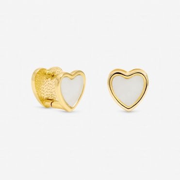 Jon Richard Gold Plated Mother of Pearl Heart Hoop Earrings