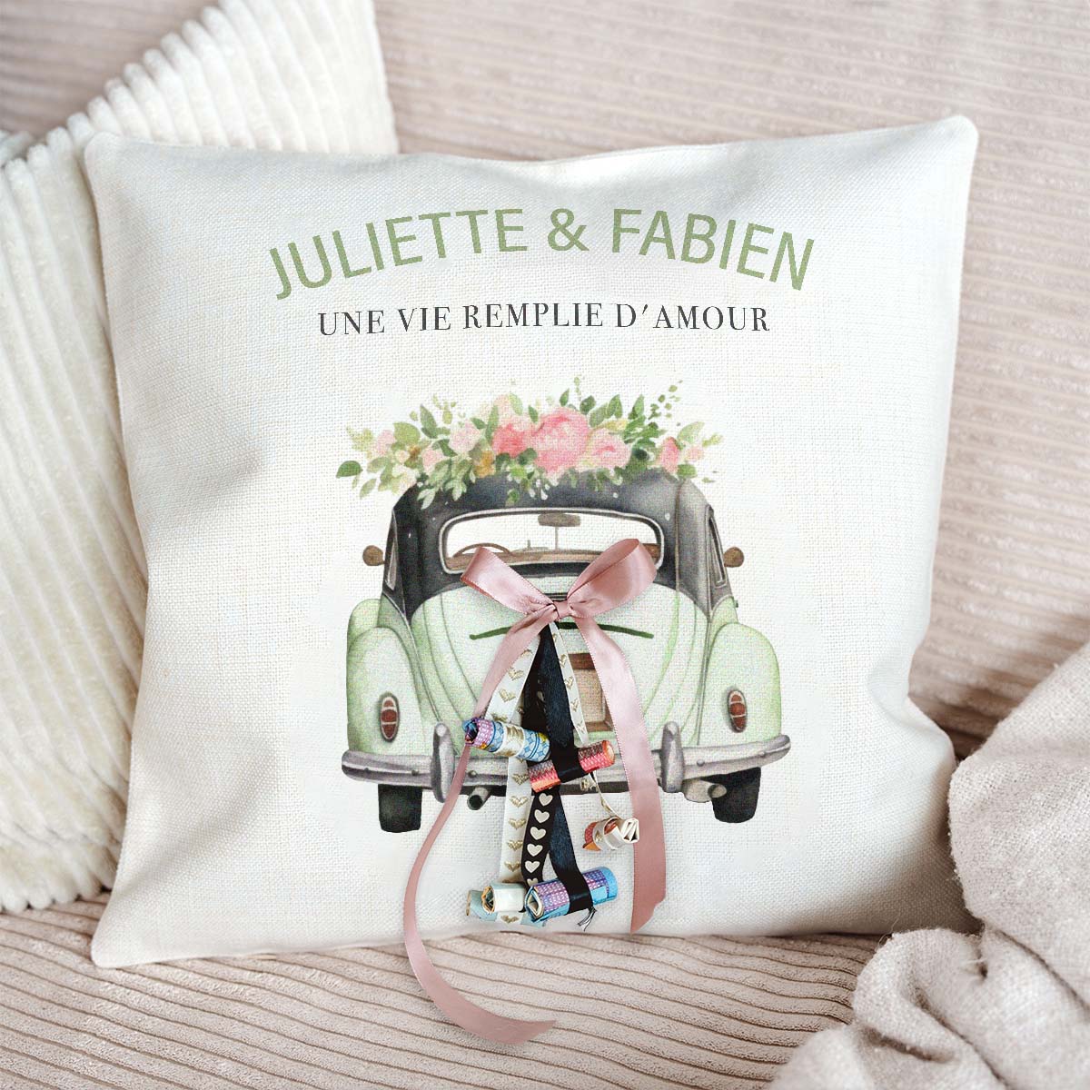 Image of Housse de coussin personnalisée Mariage