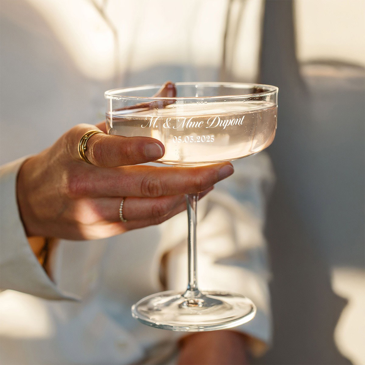 Image of Coupe de champagne personnalisée avec texte