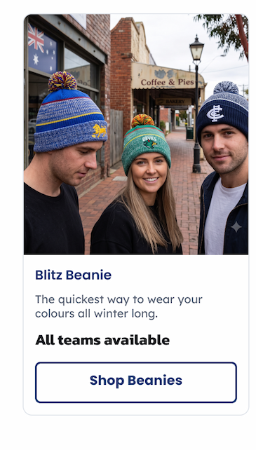 Three people wearing AFL Blitz Beanies