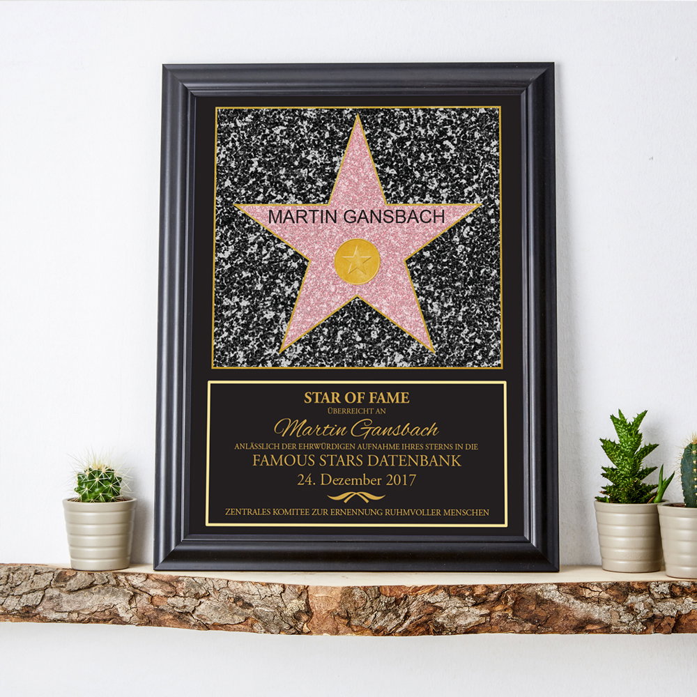 Image of Bild mit Rahmen - Star of Fame - Personalisiert mit Namen