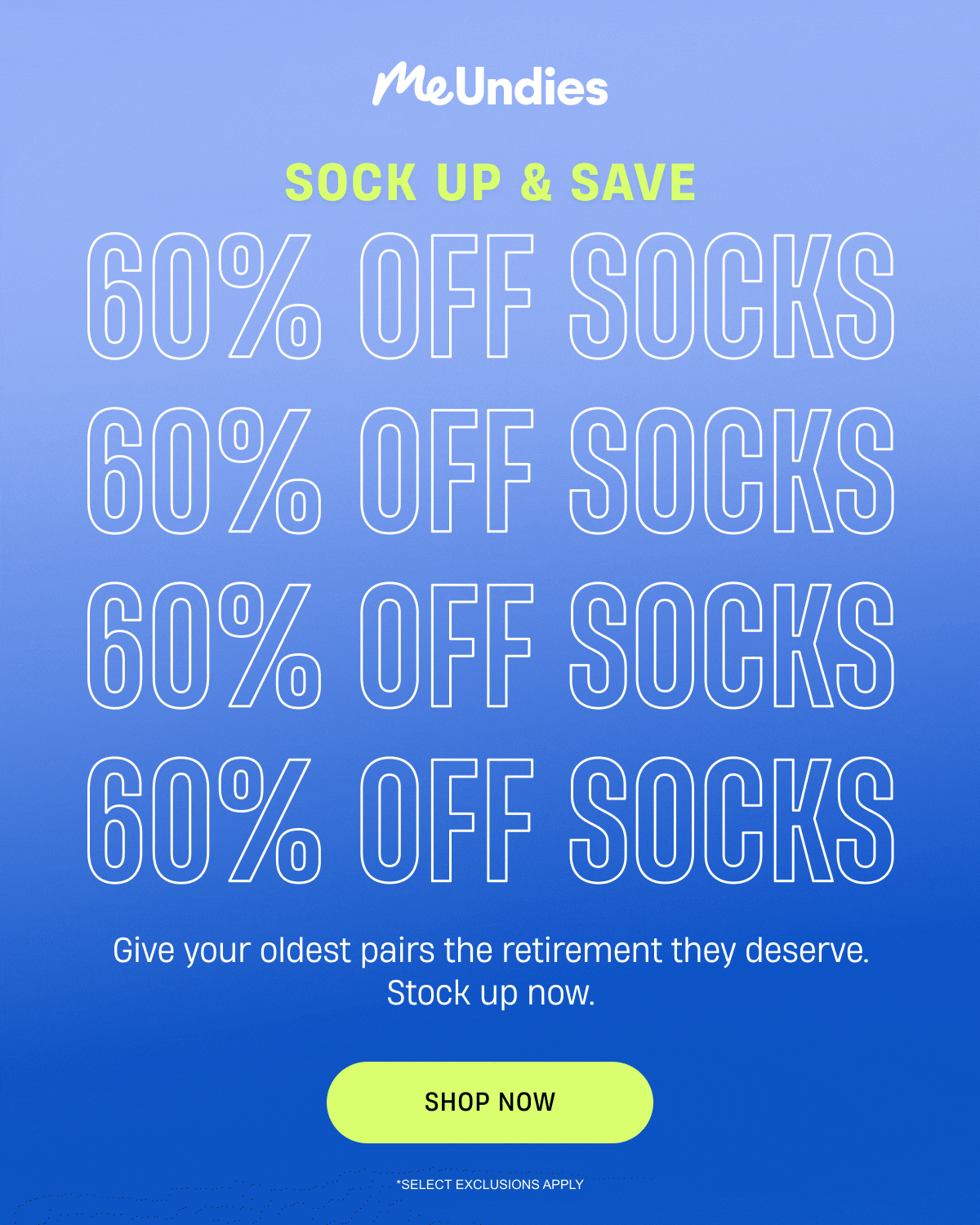 MeUndies | Sock up & save | 60% Off Socks | Shop now