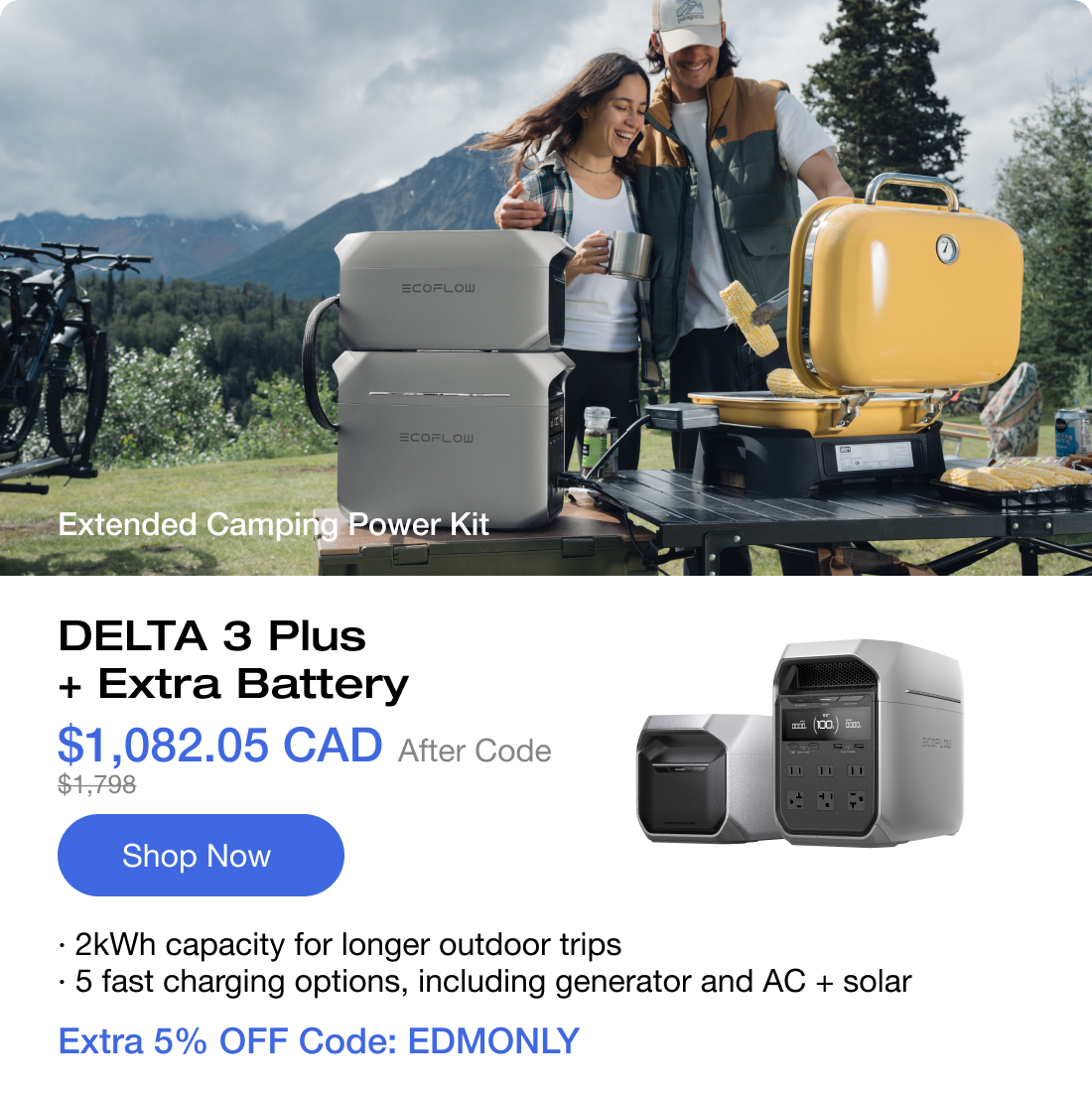 DELTA 3 Plus + Extra Battery $1,082.05 After Code