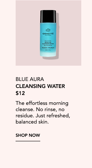 Travel-size Blue Aura Cleansing Water for a quick, no-rinse morning cleanse.