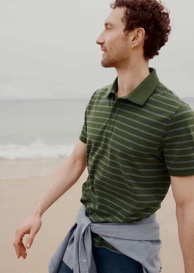 Men's Balefire Striped Polo in Organic Cotton