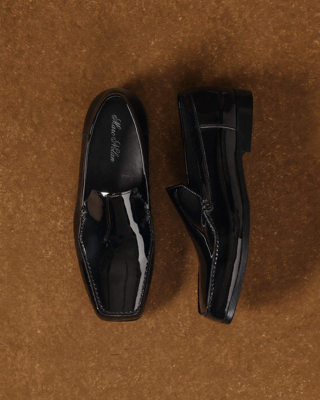 Torino Black Patent Square Toe Loafers