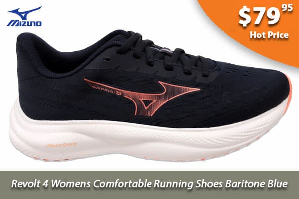 Mizuno Revolt 4 Womens Comfortable Running Shoes Baritone Blue