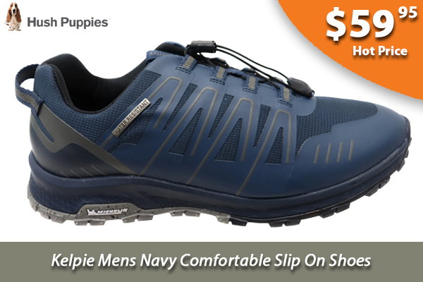 Hush Puppies Kelpie Mens Navy Comfortable Slip On Shoes