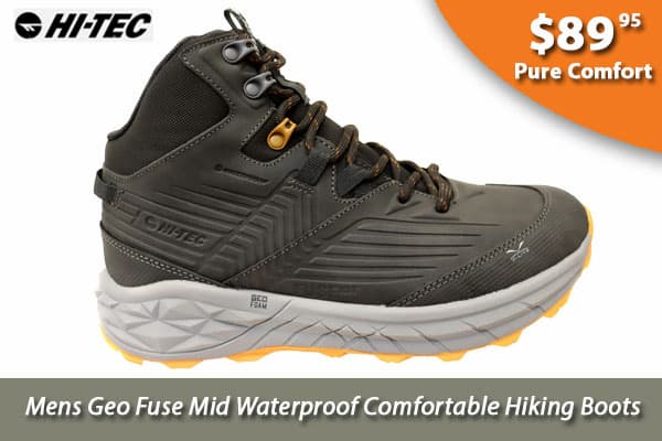 Hi Tec Mens Geo Fuse Trek Mid Waterproof Comfortable Hiking Boots