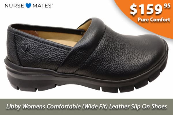 Nurse Mates Libby Womens Comfortable Wide Fit Leather Slip On Shoes