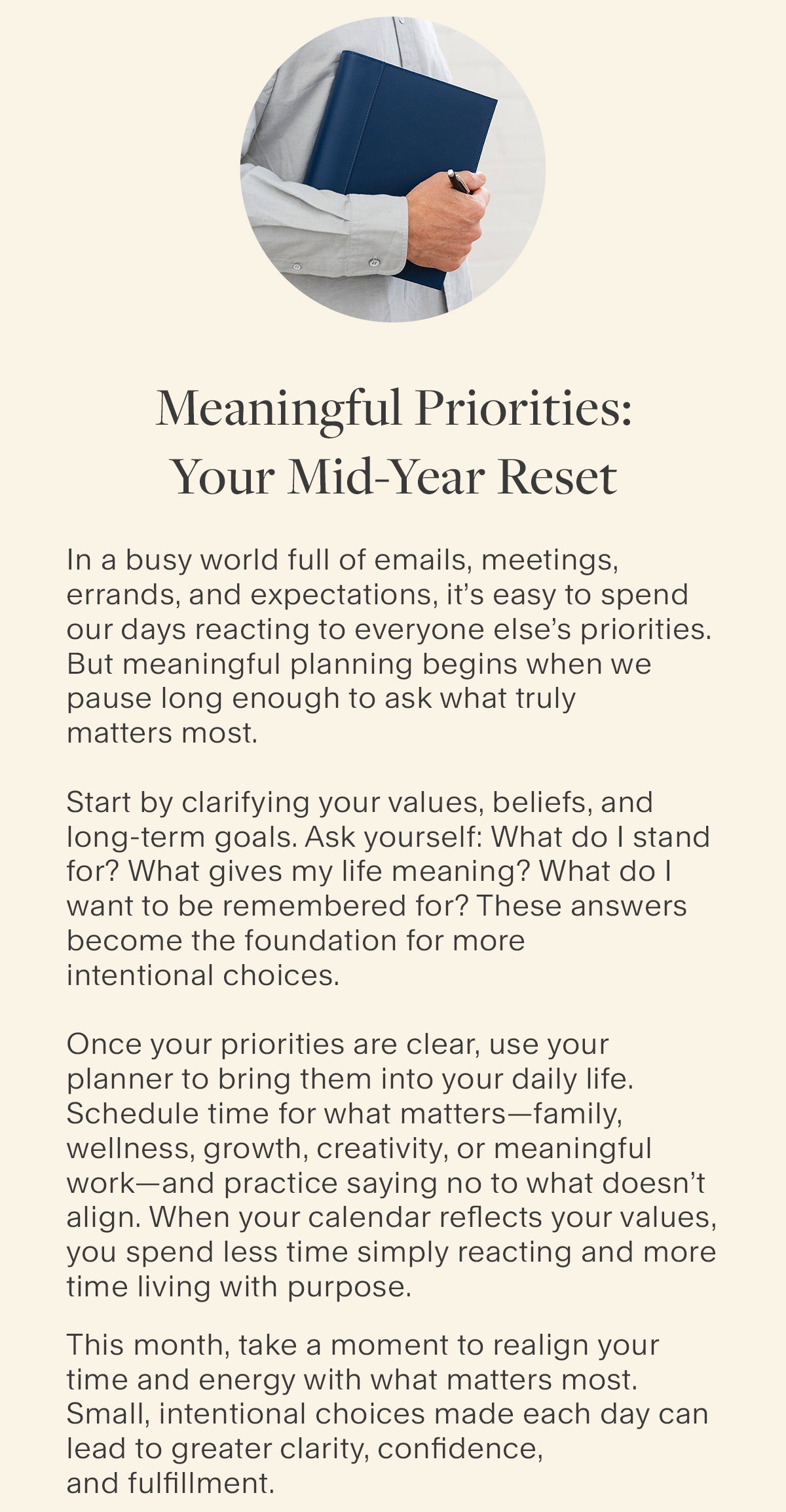 Timeless Principles. Meaningful Priorities: your mid-year reset.