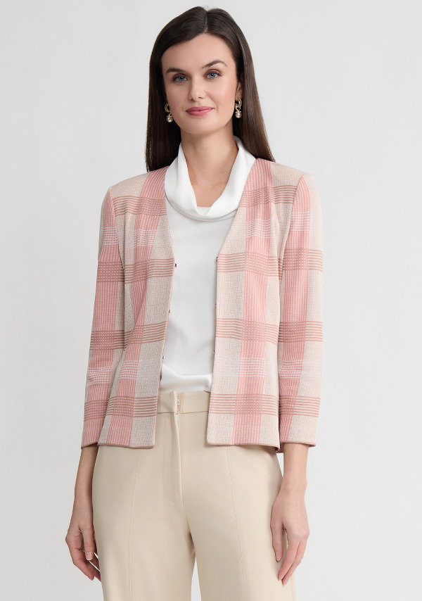 Tailored Multi-Color Plaid Knit Jacket - True Fit
