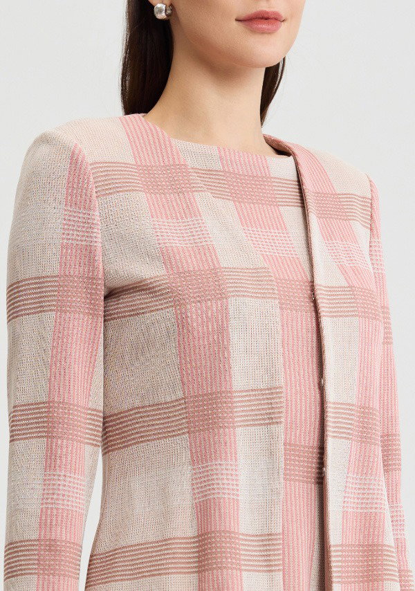 Tailored Multi-Color Plaid Knit Jacket - True Fit