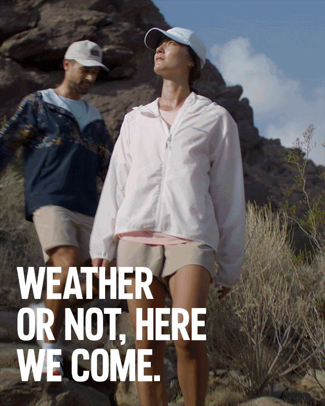 A video of two hikers. Weather or not, here we come. 
