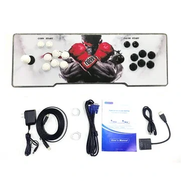 [64G] Pandorra Box 3D Retro Game Console Arcade Video Game Machine Built-in 10K Games 8-button Dual Player Gamer Console with Joystick for Kids Fun EU Plug
