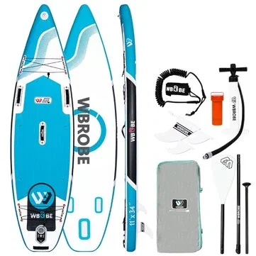 WaveRite 335*86*15CM Inflatable Stand Up Paddle Board Foot Pedal Design Load Capacity up to 200kg Ultra-Light SUPBoard For Solo Adventure 2+1 Family Touring Unisex Adult Paddle Board