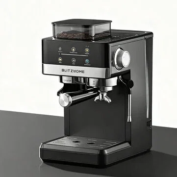 [EU Direct] BlitzHome® CM5520 Semi-Automatic Espresso Coffee Machine 20Bar 1350W with Built-in Grinder Large Touchscreen Preheat Progress Bar 1.8L Water Tank
