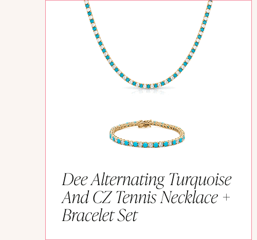 Dee Alternating Turquoise and CZ Tennis Necklace + Bracelet Set