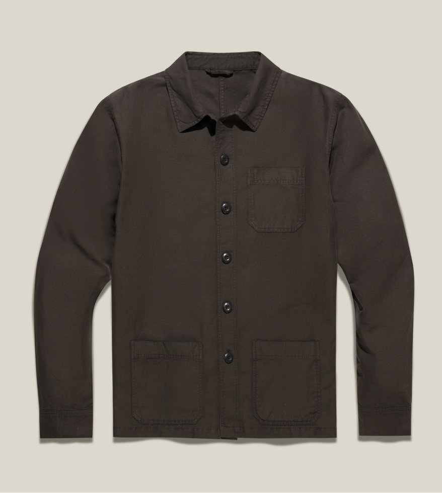 A product shot of a Bills Khakis Chore Jacket – Classic Fit – Dune Twill in Brown