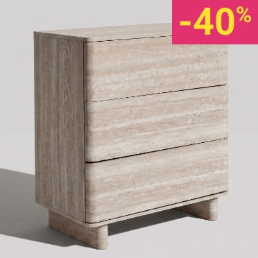 Commode 3 tiroirs effet pierre travertin