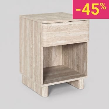 Table de chevet effet pierre travertin