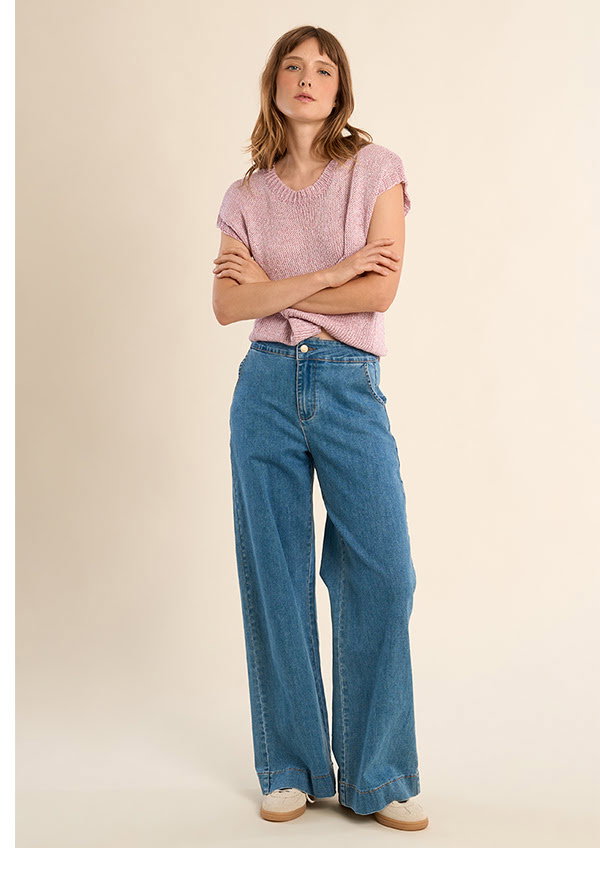 Pull en maille sans manches, col rond