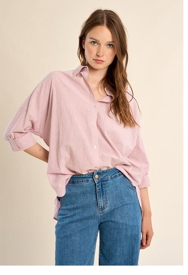 Chemise en coton, rayée