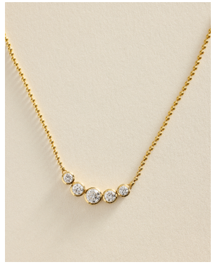 Bezel Bead Chain Smile Necklace With 1 CTW Round Cut Lab-Grown Diamonds In 14K Yellow Gold By James Allen