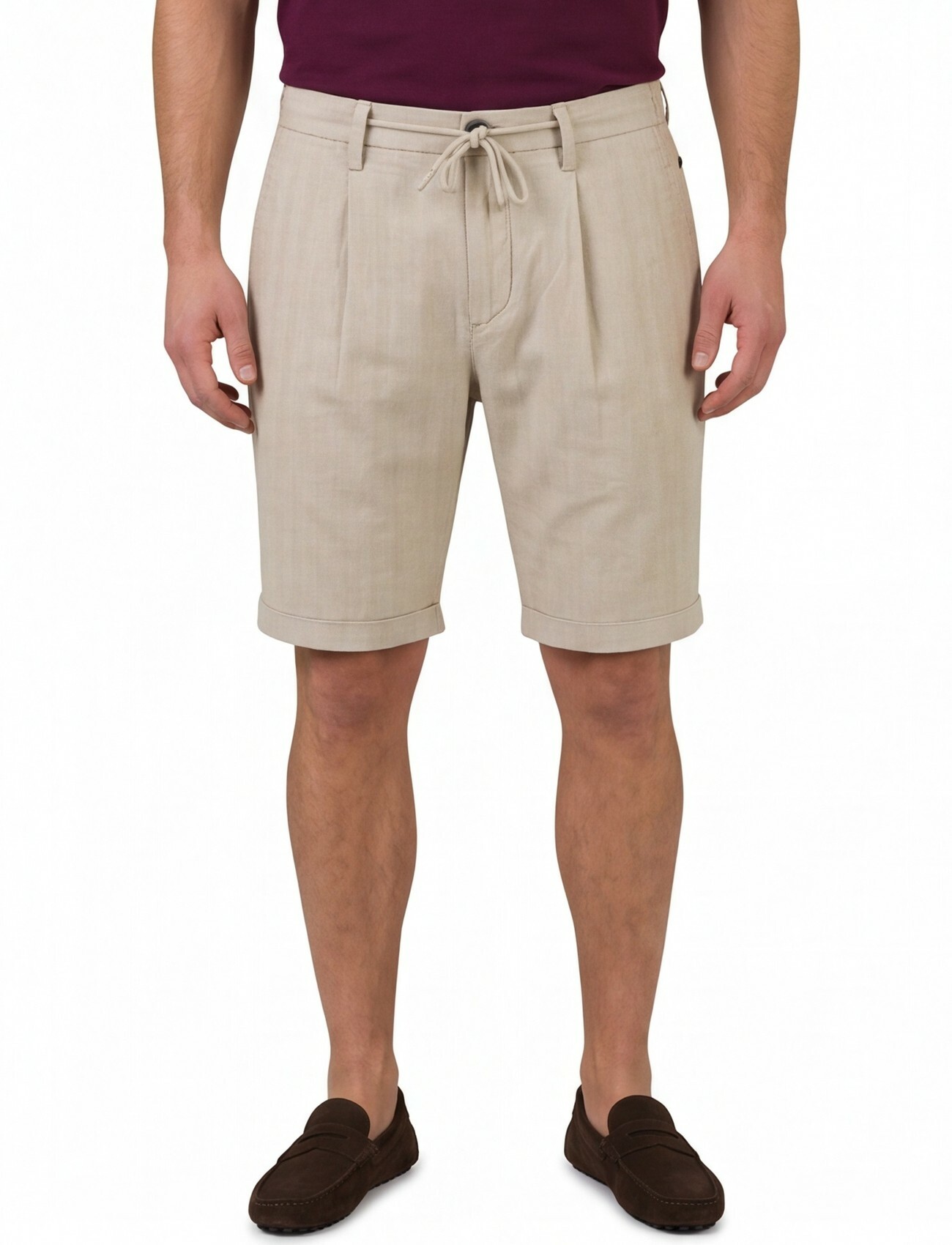 Linnen korte broek beige New Zealand effen omslag