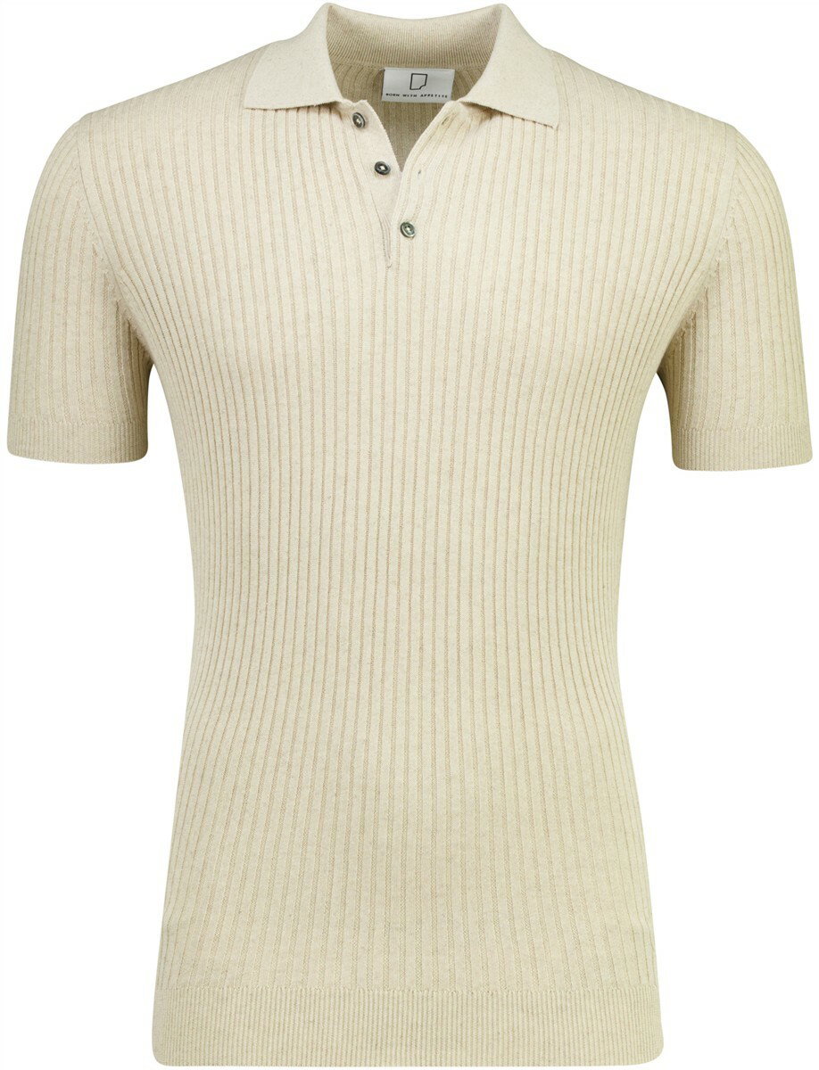 Polo Born with Appetite beige gebreid korte mouw linnen